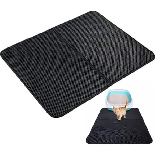 Black Waterproof Cat Litter Mat EVA Double-Layer Cat Litter Trapper Mats With Waterproof Bottom Layer Kattenmand