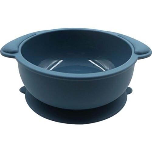 D7WF Baby Suction Dinner Plate Infant Learning Feeding Dish Silicone Solid Color Bowl