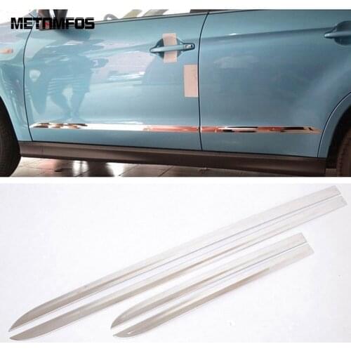For Mitsubishi ASX RVR 2013-2016 2017 2018 Stainless Steel Side Door Body Skirt Molding Trim Sticker Accessories Car Styling