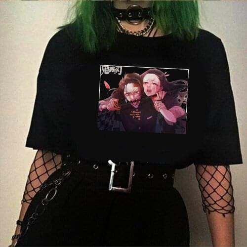 Anime Demon Slayer Fashion Hip Hop T Shirt Harajuku Summer Short Sleeve Male T-shirt