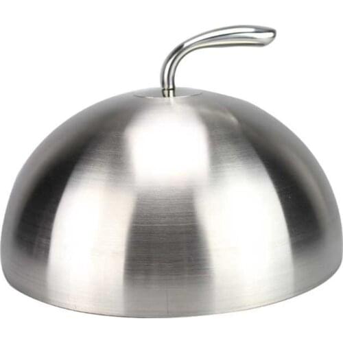 20/24/26/28cm Stainless Steel Steak Cover Teppanyaki Dome Dish Lid Home Round Oil Proof Meal Food Cover Kitchen Cooking Tools