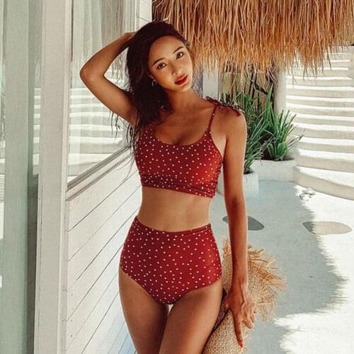 Swimwear Belly-covering High Waist Two-piece Split Belly-covering Womens Swimsuits 2021 Sexy Swimwear Female Swimming