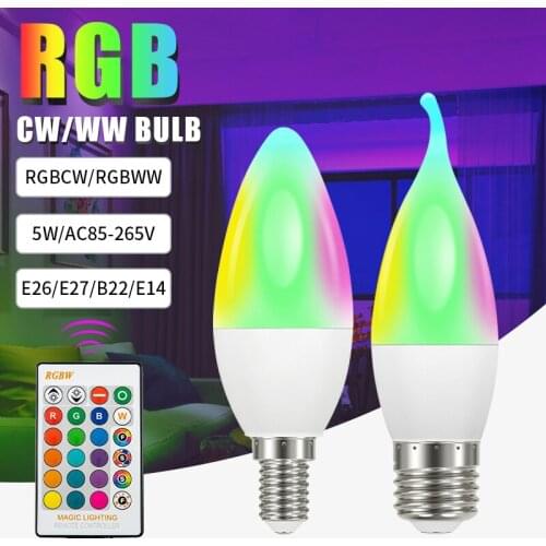 Candle Lamp Bulb 5W RGB W / WW Festival Atmosphere Lamp LED Color Variable Light Remote Control Decorative Lamp Bulb
