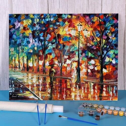 Oil Painting Style New Park DIY Paint By Numbers Complete Kit Acrylic Paints 50*70 Boards By Numbers Wholesale