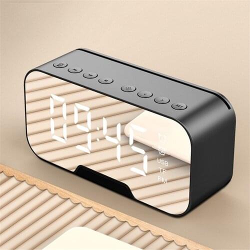 Multifunction Portable Bluetooth Speakers Mirror Alarm Clock Speaker With FM Radio LED Mirror Snooze Wireless Subwoofer Speakers
