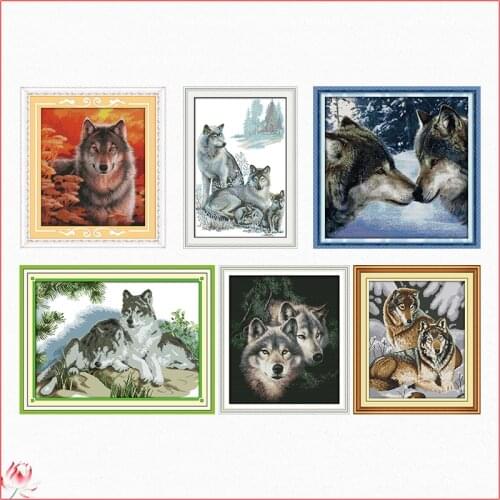 Animal Spirit Of The Wolf Pattern Cross Stitch Kit 14ct 11ct Embroidery Set DIY Handmade Sewing Needlework Home Decoration Gift
