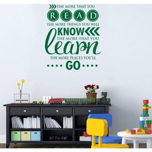 Dr Suess Wall Decals, Reading Room Wall Quotes, Nursery Wall Decals, School Classroom Decoration Murals SK36