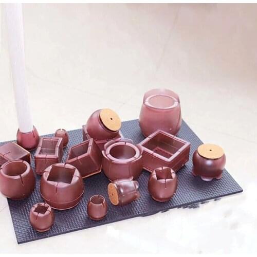 PVC Chair Leg Feet Covers Floor Protectors Pads Furniture Table Legs Covers Round/Rectangle/Flower Shape Non-Slip Leg Caps