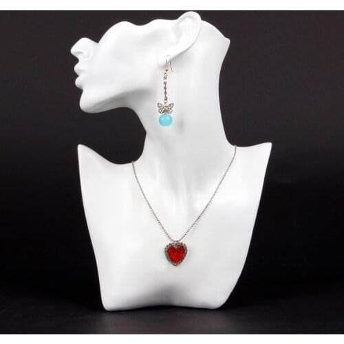 TONVIC High Quality White Resin Necklace Earring Jewellery Set Display Stand Holder Bust