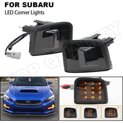 2PCS Smoke Car Front Dynamic LED Corner Turn Signal Light Blinker Lamp For Subaru STI WRX Limited Turbo Base Premium Error Free