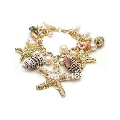 Vacation Gift Fashion Ocean Starfish Charm Bracelet Trendy Style Women Jewelry Accessories For Holidays