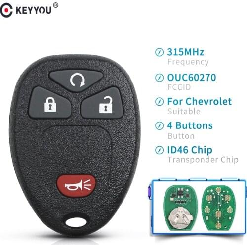 KEYYOU 4 Button Remote smart Keyless Entry Key Fob Transmitter For GMC Acadia For Chevrolet Avalanche For Buick Enclave 315MHZ