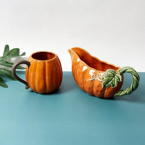 Cut Halloween Pumpkin jar Mug relief ceramic cup tea coffee mug gift pumpkin cup