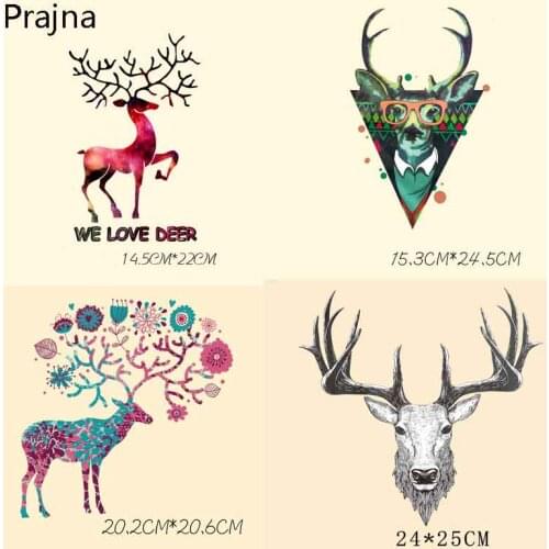 Prajna Reindeer Christmas Cute Patches For Backpacks Stripe On Clothes Ironing Stickers Heat Transfer Vinyl For Clothing DIY A