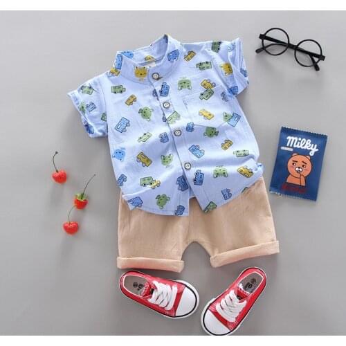 Short sleeve shirt and Pants 2 pieces Clothing sets Boys and girls summer Childrens suit Clothes Sets childrens clothing