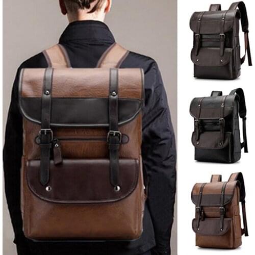 PU Leather Backpack Fashion Vintage Unisex Student Bagpack Laptop Notebook Teenager Waterproof Bag Pack Women Men Male Bags