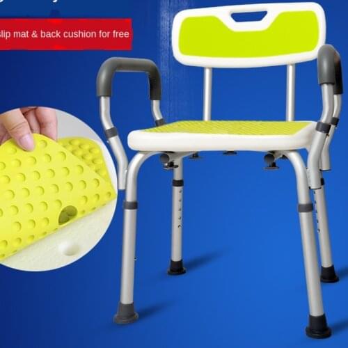 Adjustable height shower chair with armback for the elderly pregnant women the disabled bathing aids anti-skid non-slip stool