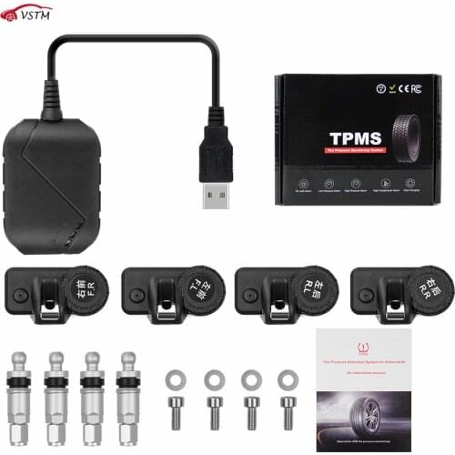 TPMS for Android CAR DVD Car Tire Pressure Monitoring System TPMS without usb Tire Sensors Alarm Monitoring System Free Shipping