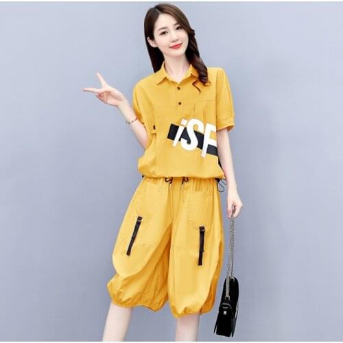 New Arrival Fashion Summer High Quality Leisure Suit Women Office Lady Street Temperament Simple Comfortable Solid 2 Piece Sets