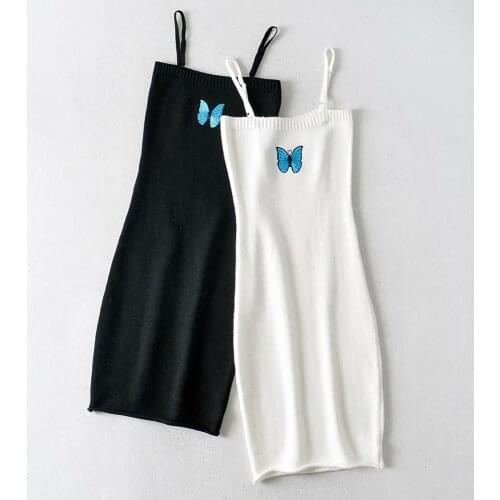 2021 Autumn New Womens Sexy Butterfly Embroidered Sweater Knitted Dress In Europe and America DLQZ1906