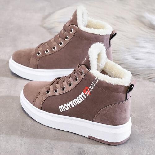 KAMUCC Winter Ankle Boots Women Warm Thick Plush Suede Snow Boots Female Sneakers Fur Shoes Women Botines Mujer 2020