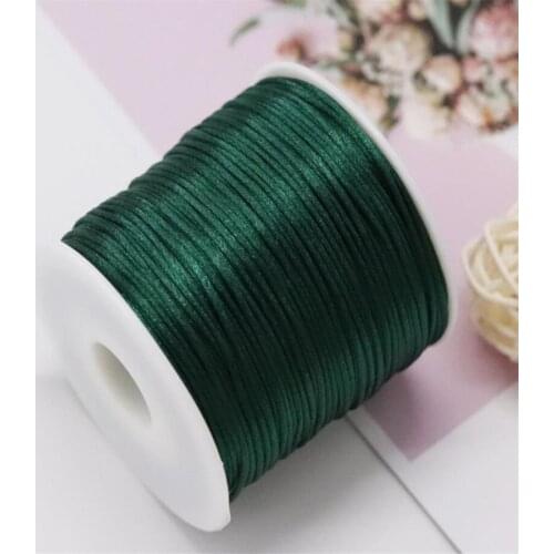 1MM Dk Green Nylon Chinese Satin Silk Knot Cord Rattail Thread Necklace Macrame String Jewelry Findings Beading Rope #257