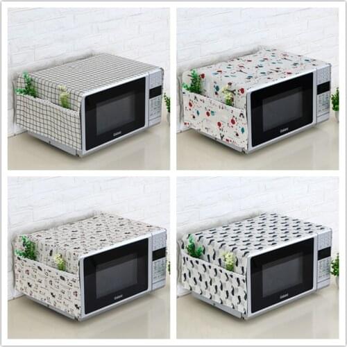 1 Pcs linen simple fashion microwave oven cover oven cover dust cover pocket on both sides 35X95cm