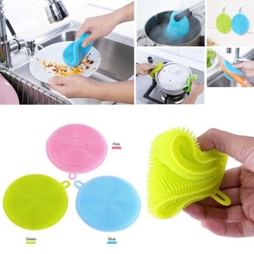 1pcs Magic Silicone Dish Bowl Cleaning Brushes Sponge Kitchen CleanerPad Scrubber Tools Multi-functional Fruit Vegetable Brushes