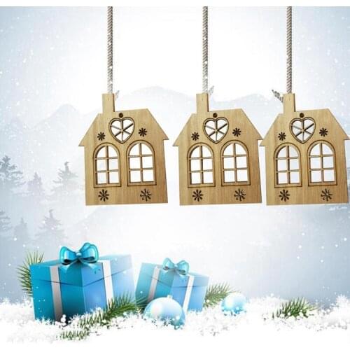 10Pcs/Lot DIY Natural Snowflakes Deer Shape Christmas Wooden Hanging Ornaments Pendants Xmas Ornaments Kids Gifts Decorations