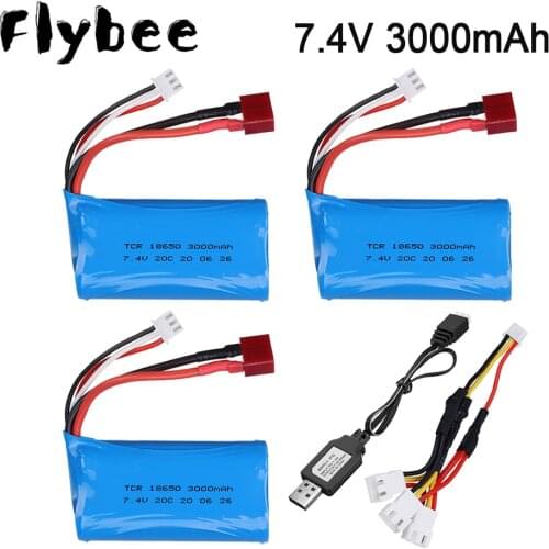 18650 7.4V 3000MAH lipo Battery 2s for Wltoys 12423 10428 12429 12401 12402 12402A RC Car Spare Parts charger 7.4V 20C battery