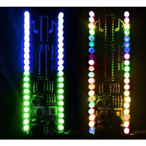 20-segment Led Music Spectrum Light Double Row Voice Control Rhythm Indicator 51 Single-chip Circuit Board Production Diy Kit