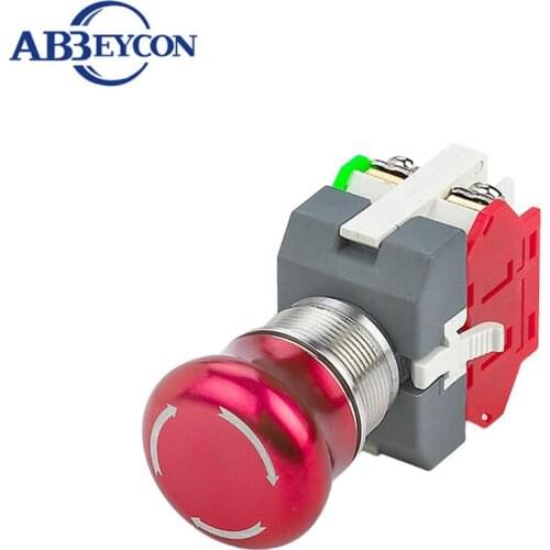 22mm Emergency Stop Self-locking Button Red Alumium Metal Mushroom Head Waterproof Push Button Switch With Round Button