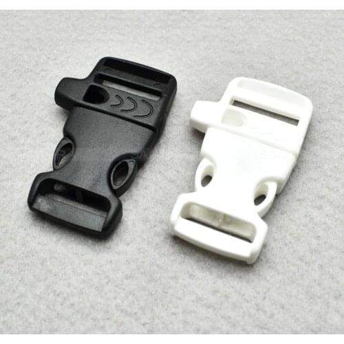 3/4" Emergency Side Release Whistle Buckles For Paracord Bracelet Outdoor sports Bracelet accessories Black/White