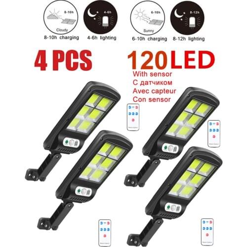 4pcs tabular oblong 120 LED Solar Outdoor Wall Lamp PIR Motion Sensor Garden solar Light Waterproof Infrared motion Sensor Stree