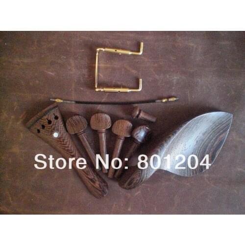 5 Sets WENGE Violin Fitting with GOLD chin rest screw and Tail Gut