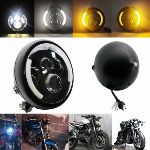 7 Inch 60W DOT SAE E9 Motorcycle Headlamp angle eye with DRL turn signal Led Headlight housing bucket