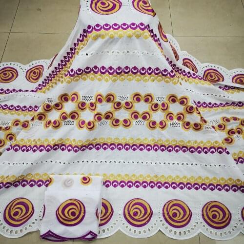 7yards African 100%Cotton Lace Fabric 2021 High Quality French Swiss voile Pure Cotton Lace Fabric For Sewing Material