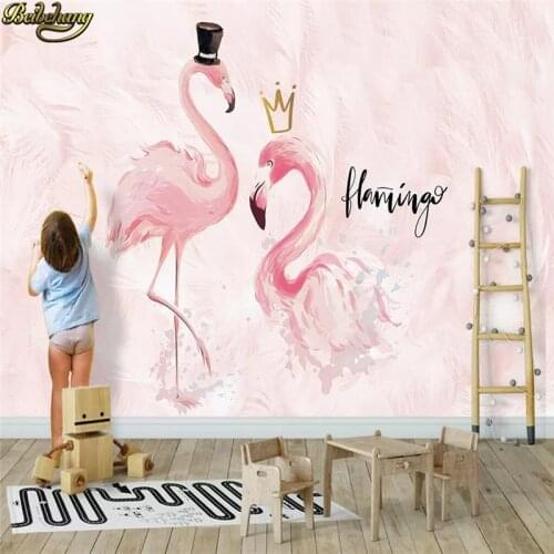 Beibehang Custom Nordic Flamingo Photo Wall paper Landscape TV Background Sofa Bedroom Mural Wallpaper For Living Room flooring