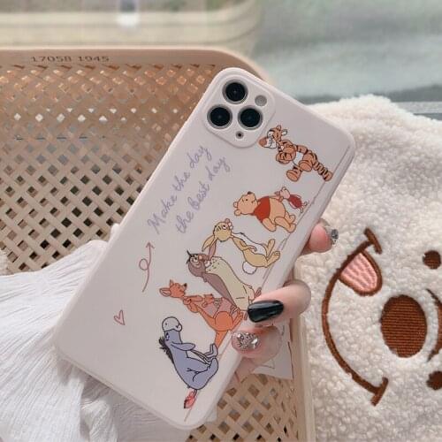 Disney Cute Pooh Bear Phone Case for IPhone 7 8 SE 6 6S Plus X XS XR 12mini 12 11 Pro Max Cartoons Matte Tpu Covers Accessories