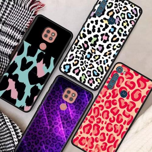 Leopard Print Pattern Phone Case For Motorola Moto One Fusion Plus G9 Play G8 Power Lite G30 E6s Hyper Edge Cover Black Shell
