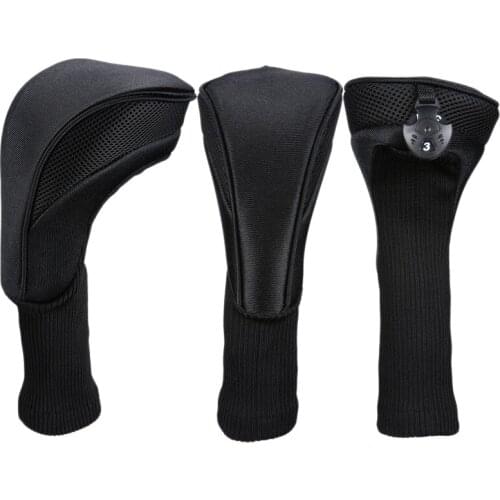 Black Golf Head Covers Driver 1 3 5 Fairway Woods Headcovers for Golf Club Fits All Fairway and Driver Clubs 3Pcs