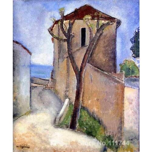 Tree and Houses Amedeo Modigliani painting wall art for office space Handmade High quality