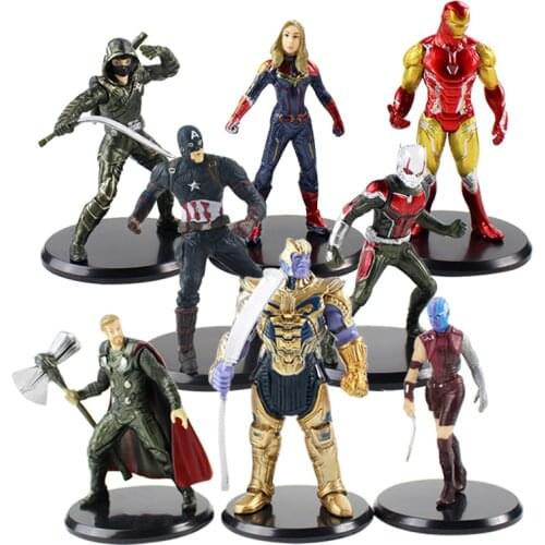 8pcs/lot Endgame Avengers Action Figures Thanos Iron Man Thor Captain America Carol Ant-Man Nebula Model Toys