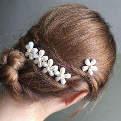 Elegant Flower Hair Clip Simulated Pearl Hairpins for Women Girls Fashion Wedding Barrette Bride Hair Jewelry Accessories Gift