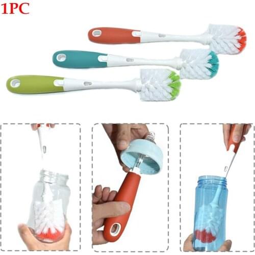 2 In 1 Tool Washing Multi-functional Non-toxic Rotary Bottle Brushes Kitchen Easy To Install Handle Scrubbing Clean Lightweight