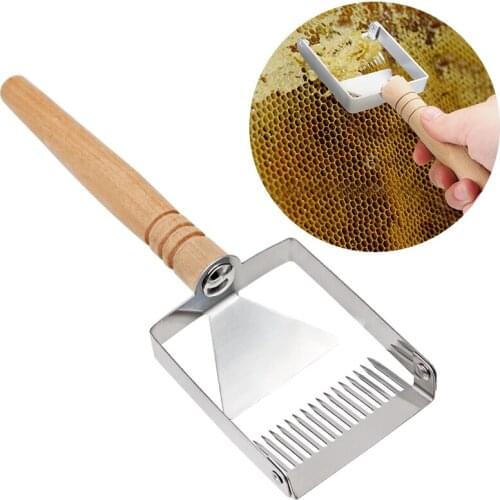 Beekeeping Tools Uncapping Fork Scraper with Wooden Handle for Uncapping Forks Honey Honeycomb Scraper Beekeeping Equipments