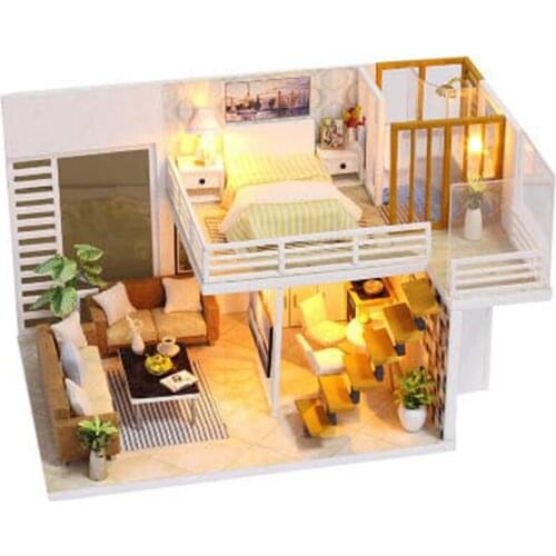DIY Doll House Toy Wooden Miniatura Doll Houses Miniature Dollhouse Toys With Furniture Dust Cover Birthday Gift K031