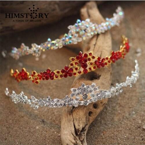 Hot Selling Red/white/Colorful AB Czech Rhinestone Crystal Crown Tiara Bridal Hair Jewelry Wedding Hair Accessories Party