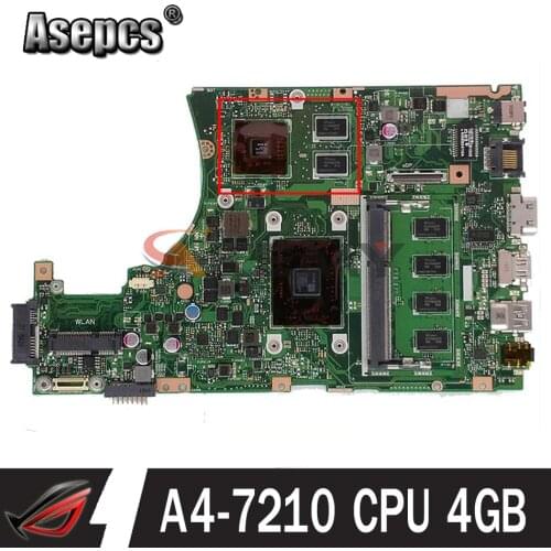 X455YI motherboard with A4-7210 CPU 4GB RAM For Asus X455YI X455Y X455DG X455D laptop motherboard X455YI mainboard test 100% ok