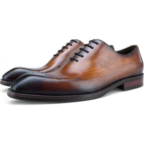 Top Quality Black / Brown Oxfords Mens Social Shoes Genuine Leather Wedding Shoes Boys Prom Dress Shoes